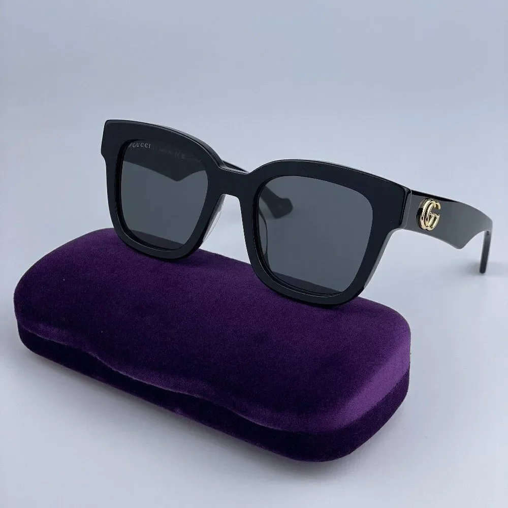 NEW Gucci GG0998S 001 Black Grey Square Unisex Sunglasses